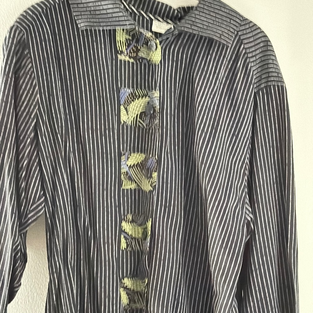 Handmade shirt with stripes and designs front and back